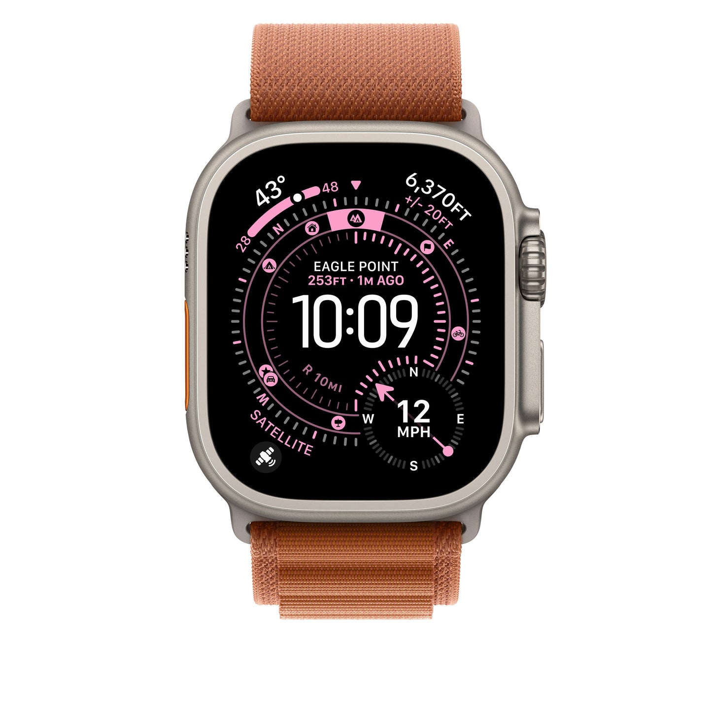 Řemínek pro Apple Watch 44/45/46/49 mm Apple terakotový Alpský tah - velký - provedení z přírodního titanu - bonami.click