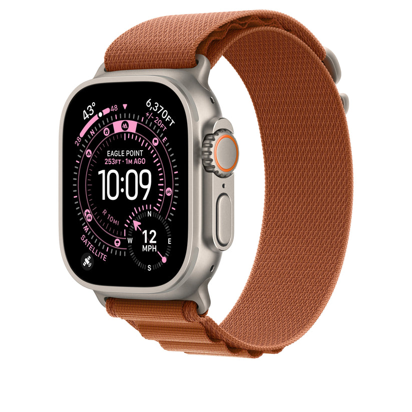 Řemínek pro Apple Watch 44/45/46/49 mm Apple terakotový Alpský tah - malý - provedení z přírodního titanu - bonami.click