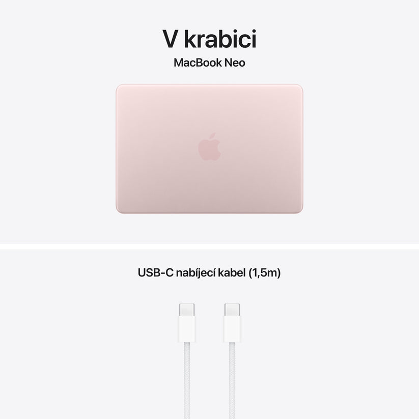 MacBook Neo 13", Apple A18 Pro čip, 6jádrové CPU, 5jádrové GPU, 8 GB, 512GB SSD, Touch ID - ruměný (otevřený) - bonami.click