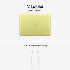 MacBook Neo 13", Apple A18 Pro čip, 6jádrové CPU, 5jádrové GPU, 8 GB, 512GB SSD, Touch ID – citrusově žlutý (otevřený) - bonami.click