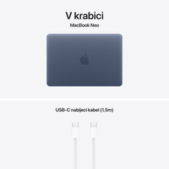 MacBook Neo 13", Apple A18 Pro čip, 6jádrové CPU, 5jádrové GPU, 8 GB, 512GB SSD, Touch ID, INT – indigový (otevřený) - bonami.click