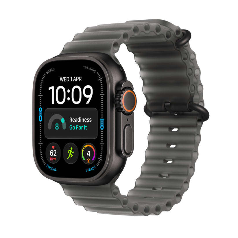 Apple Watch Ultra 4 • GPS + Cellular • 49mm pouzdro z černého titanu • Průsvitně černý Oceánský řemínek - bonami.click