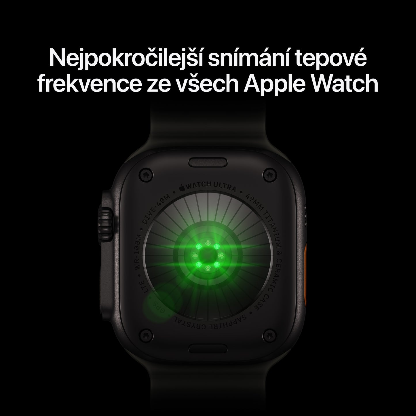 Apple Watch Ultra 4 • GPS + Cellular • 49mm pouzdro z černého titanu • Průsvitně černý Oceánský řemínek - bonami.click