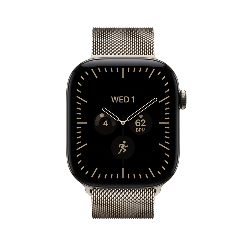 Apple Watch Series 12 • GPS + Cellular • 42mm pouzdro z přírodního titanu • Přírodní milánský tah - bonami.click