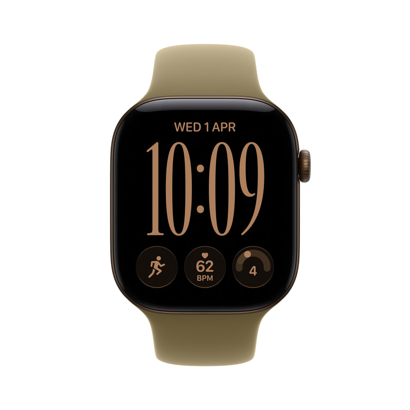 Apple Watch Series 12 • GPS • 46mm pouzdro z tmavě bronzového hliníku • Olivový sportovní řemínek – S/M - bonami.click