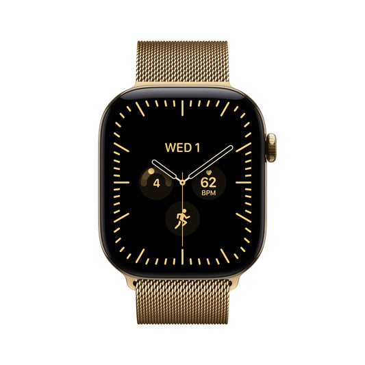 Apple Watch Series 12 • GPS + Cellular • 42mm pouzdro ze zářivě zlatého titanu • Zářivě zlatý milánský tah - bonami.click