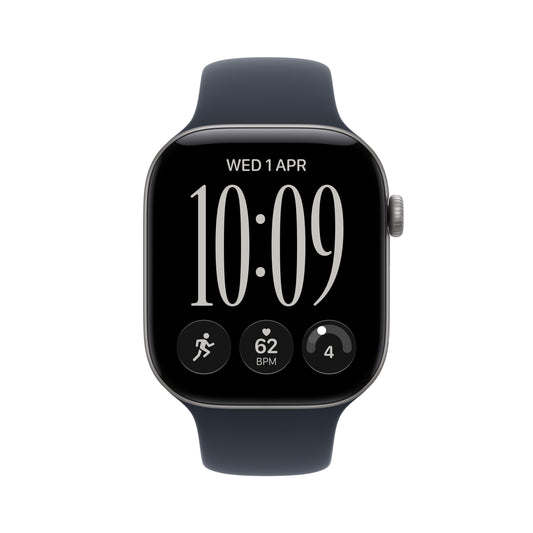 Apple Watch Series 12 • GPS • 46mm pouzdro z vesmírně šedého hliníku • Námořnicky modrý sportovní řemínek – S/M - bonami.click
