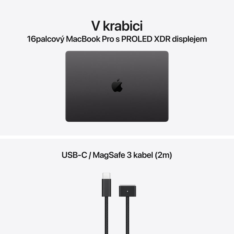 16palcový MacBook Pro s PROLED XDR displejem: Čip Apple M5 Max s 18 jádrovým CPU a 32 jádrovým GPU, 2 TB SSD - vesmírně černá - bonami.click