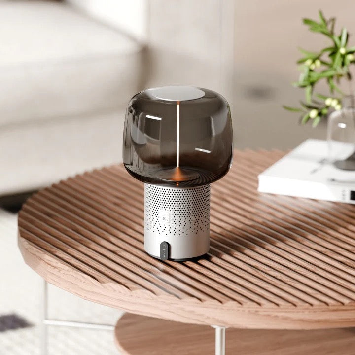 Designová lampa s reproduktorem Kooduu Serena Play - stříbrná