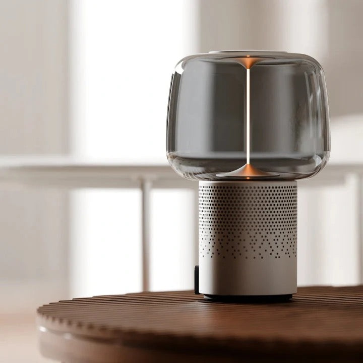 Designová lampa s reproduktorem Kooduu Serena Play - stříbrná