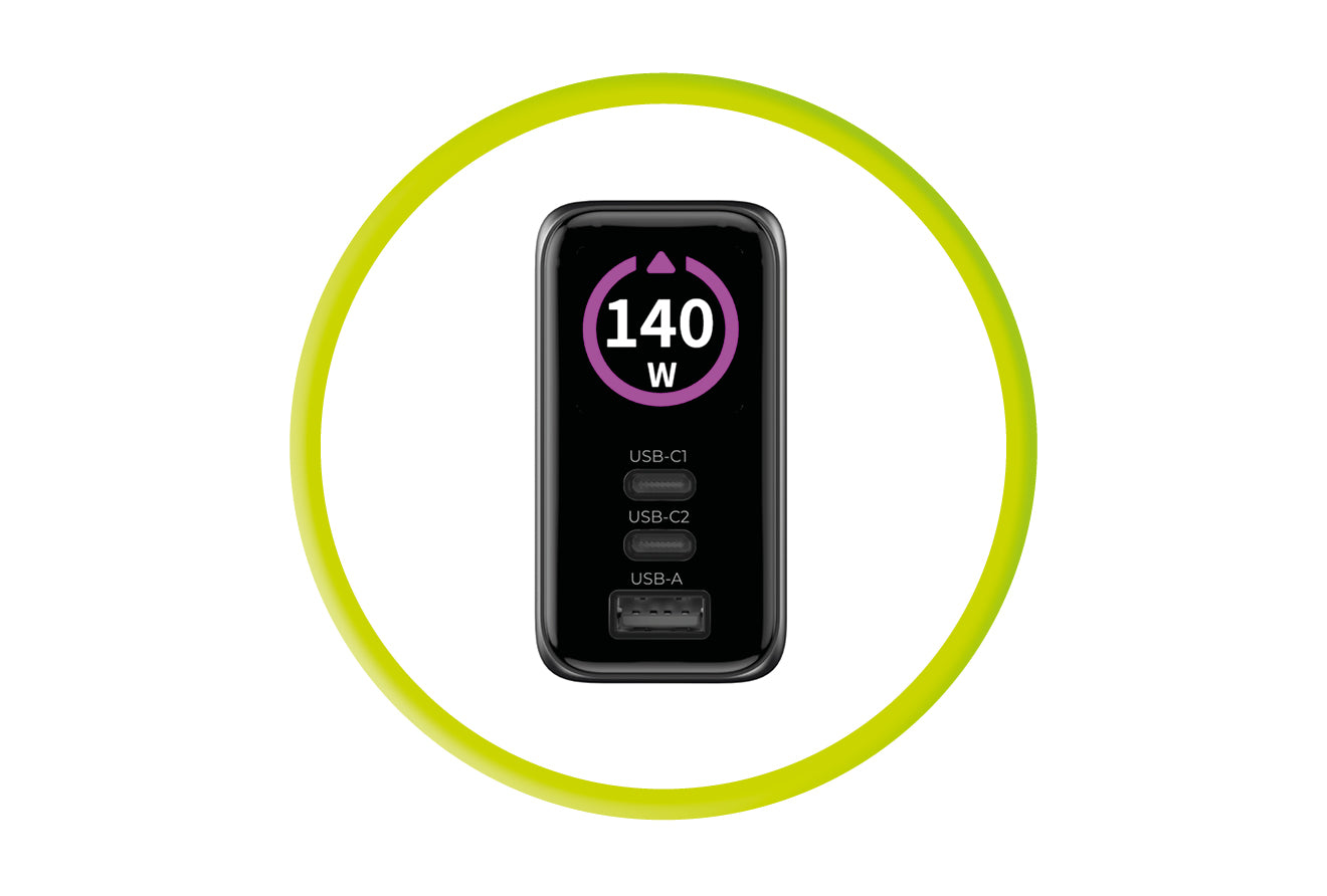 140W vysokovýkonná nabíječka Mobile Origin GaN Display Charger
