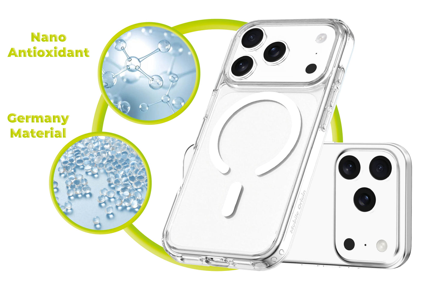 MagSafe kryt pro iPhone 17 Pro Mobile Origin Easy Hybrid - průhledný