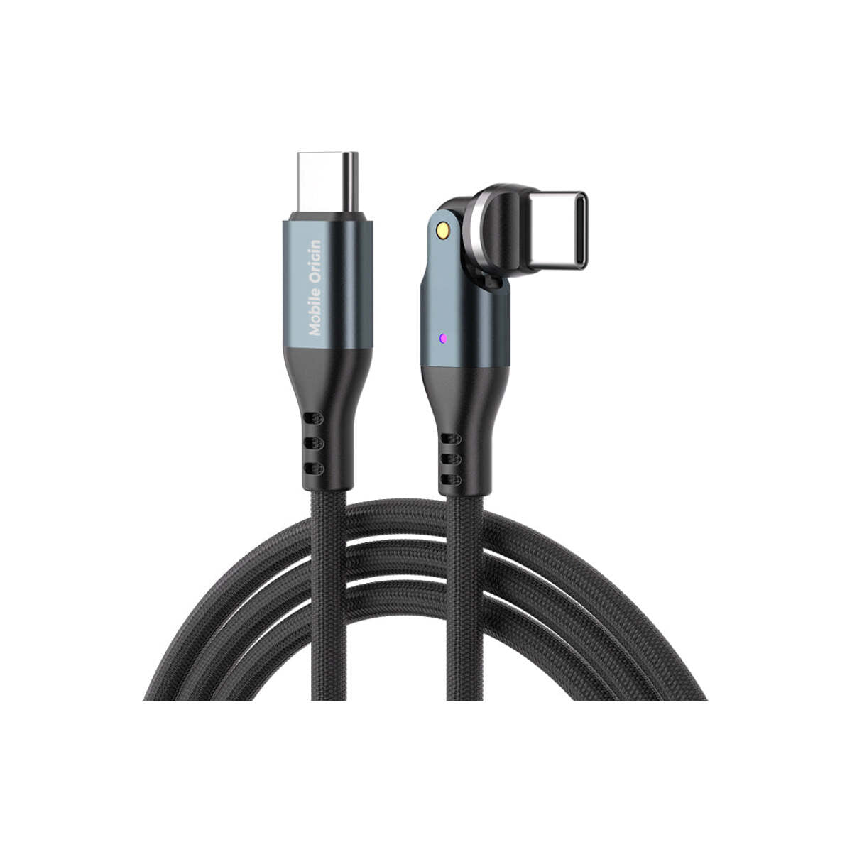 Magnetický otočný USB-C / USB-C kabel Mobile Origin CB14 240 W, 1 m – vesmírně šedý