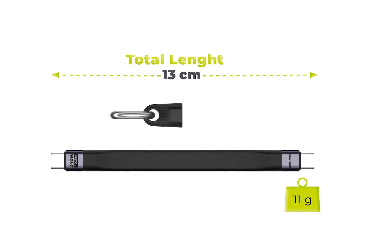 USB-C kabel s karabinou Mobile Origin CB17 240 W, 40 Gb/s, 8K – černý
