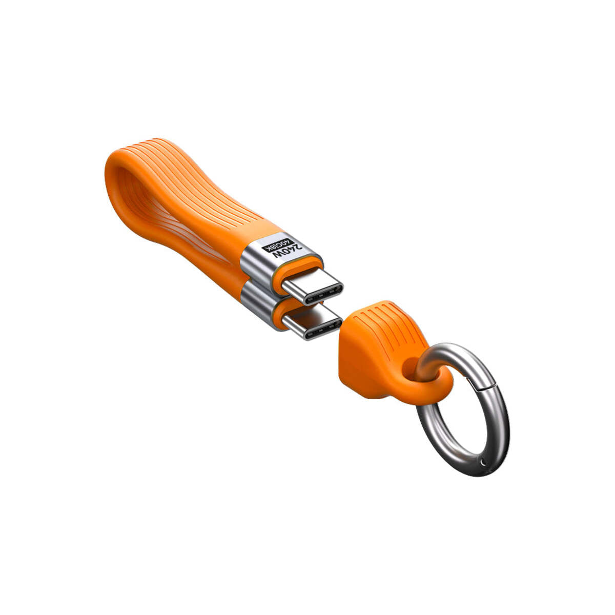 USB-C kabel s karabinou Mobile Origin CB17 240 W, 40 Gb/s, 8K – oranžový