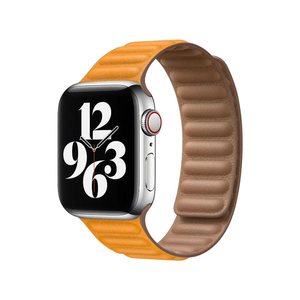 Apple Watch 38/40/41 mm makově oranžový kožený tah – velký