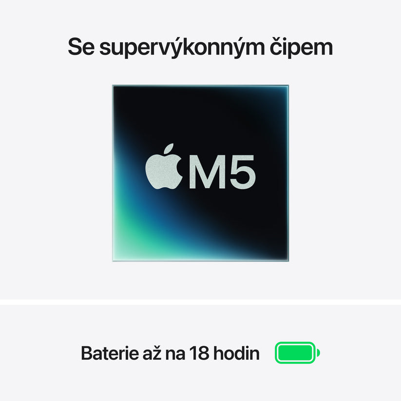 MacBook Air 13", Apple M5 čip, 10jádrové CPU, 10jádrové GPU, 16 GB, 4TB SSD, CZ - stříbrná