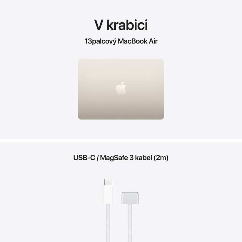 MacBook Air 13", Apple M5 čip, 10jádrové CPU, 10jádrové GPU, 32 GB, 2TB SSD, CZ - hvězdně bílá