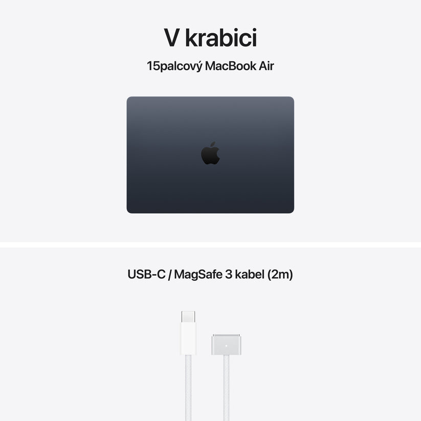 MacBook Air 15", Apple M5 čip, 10jádrové CPU, 10jádrové GPU, 16 GB, 2TB SSD, CZ - temně inkoustová