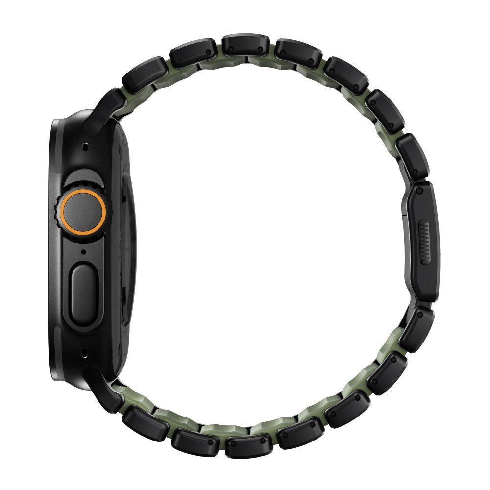 Hybridní řemínek pro Apple Watch 45/46/49 mm Nomad Stratos Band - černý/zelený