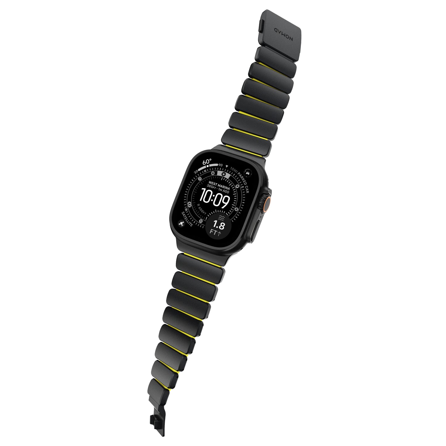 Řemínek pro Apple Watch 45/46/49 mm Nomad Stratos Band FKM - černý/zelený - bonami.click