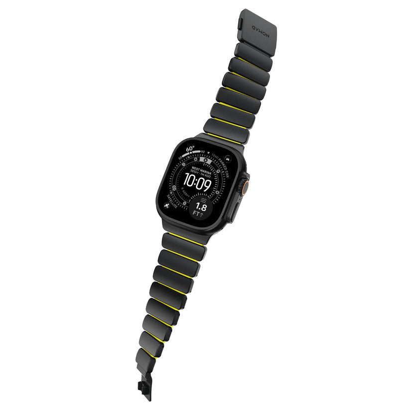 Řemínek pro Apple Watch 45/46/49 mm Nomad Stratos Band FKM - černý/zelený - bonami.click