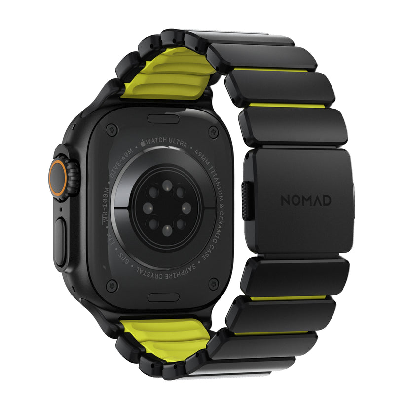 Řemínek pro Apple Watch 45/46/49 mm Nomad Stratos Band FKM - černý/zelený - bonami.click