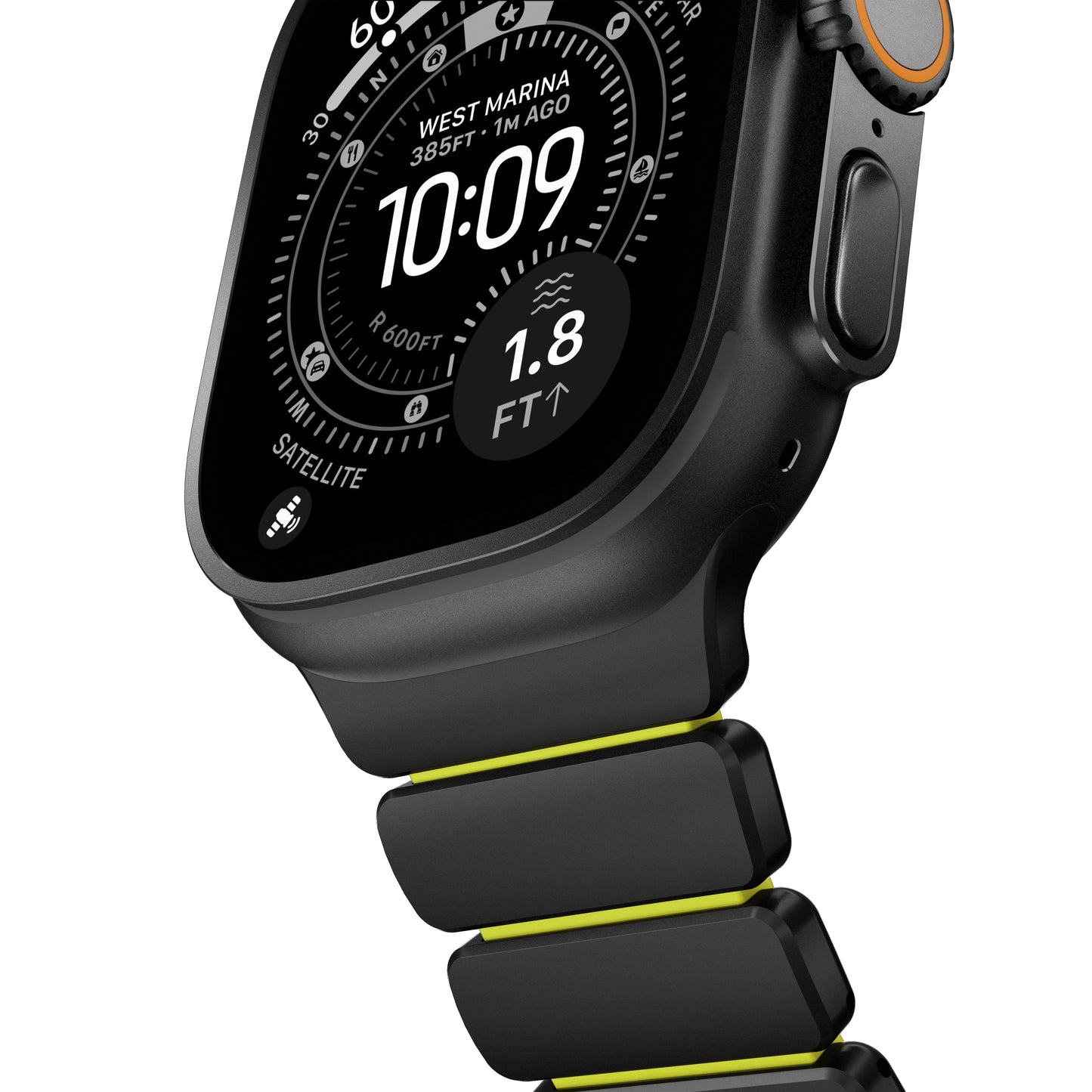 Řemínek pro Apple Watch 45/46/49 mm Nomad Stratos Band FKM - černý/zelený - bonami.click