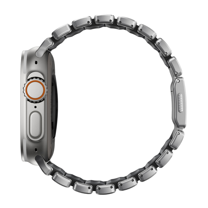 Řemínek pro Apple Watch 45/46/49 mm Nomad Stratos Band FKM - stříbrný - bonami.click