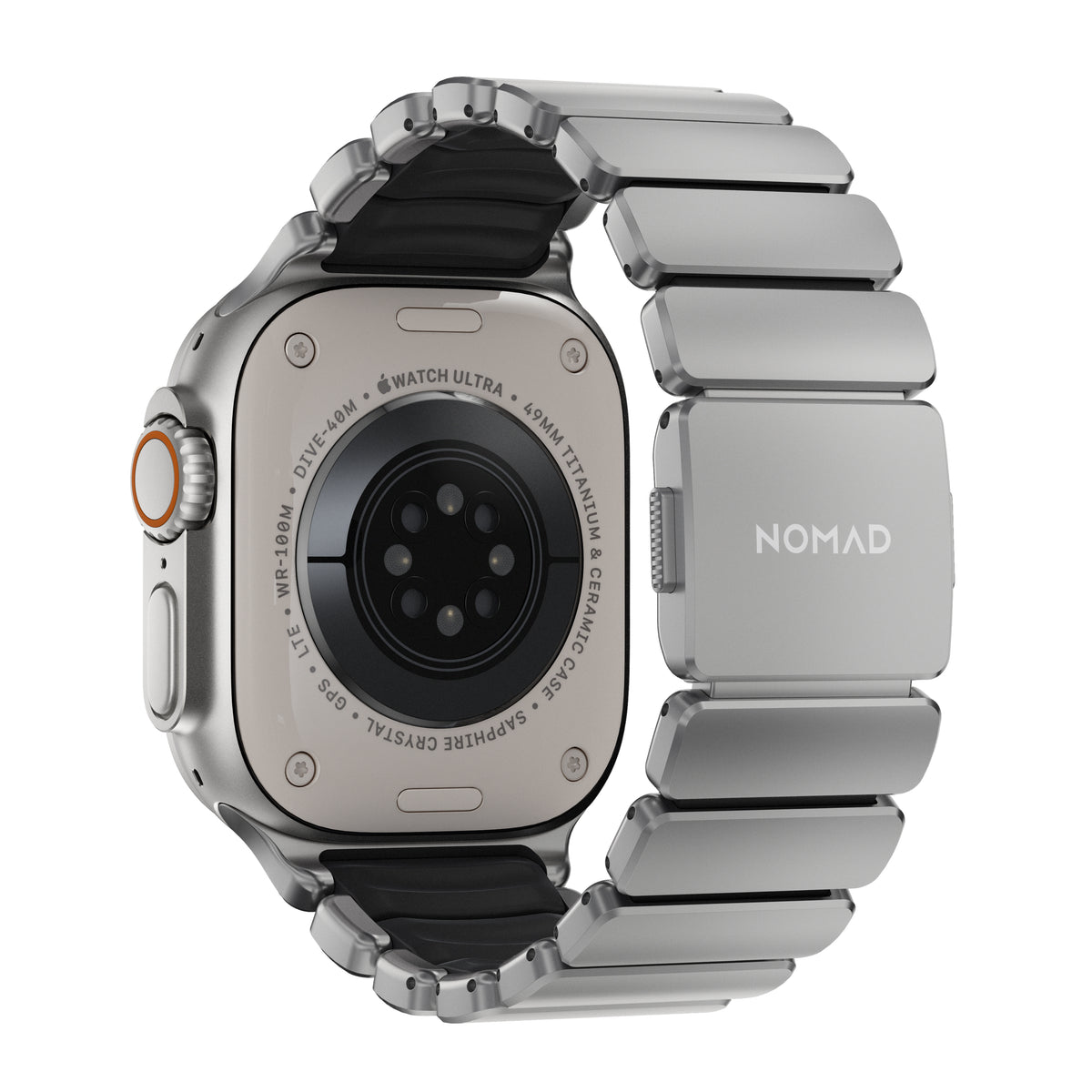Řemínek pro Apple Watch 45/46/49 mm Nomad Stratos Band FKM - stříbrný - bonami.click