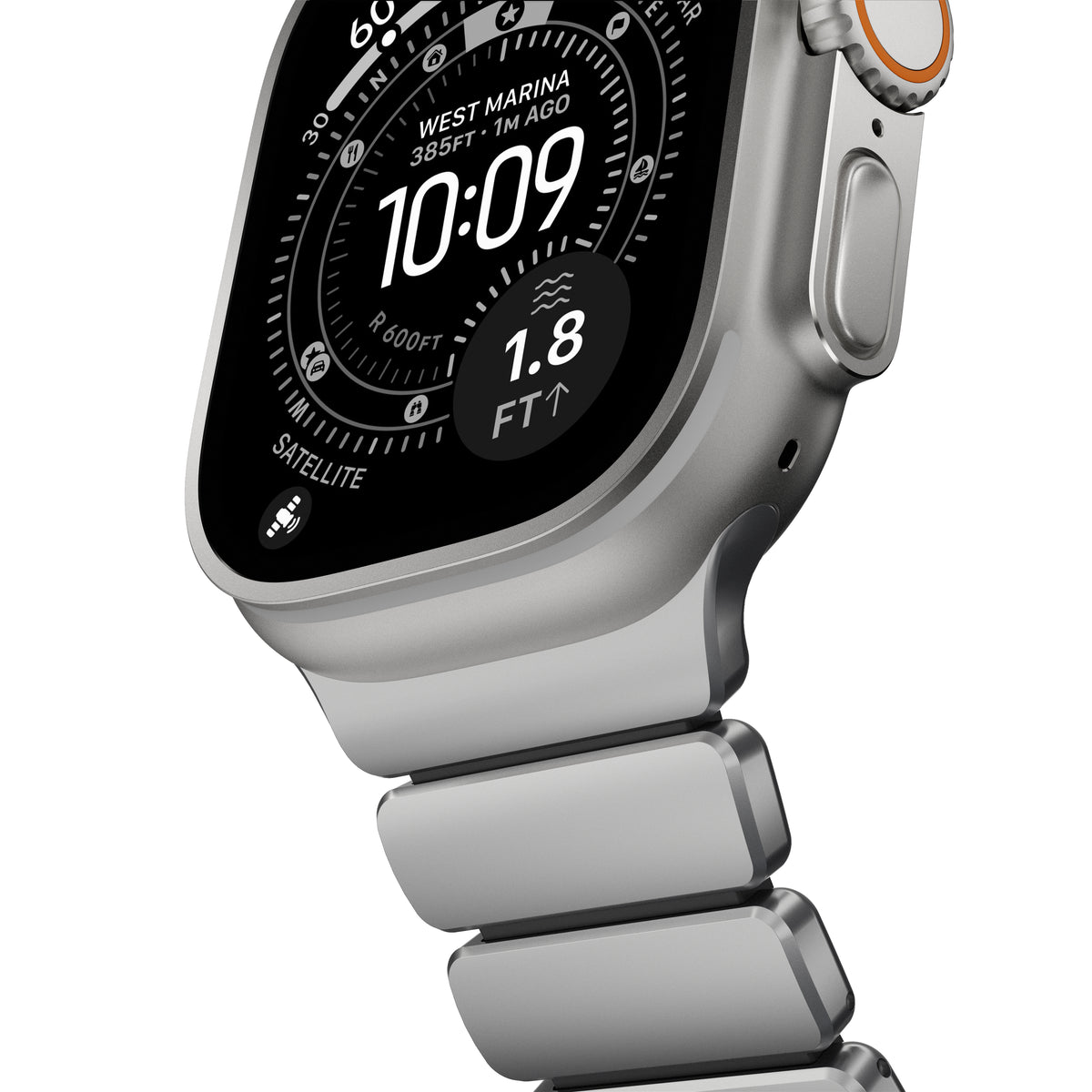 Řemínek pro Apple Watch 45/46/49 mm Nomad Stratos Band FKM - stříbrný - bonami.click