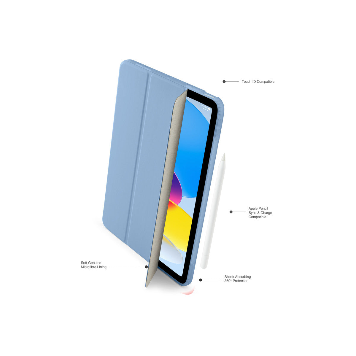 Pouzdro pro iPad 10,9" (2022) Pipetto Origami No7 Tri-Folio Case - světle modré - bonami.click
