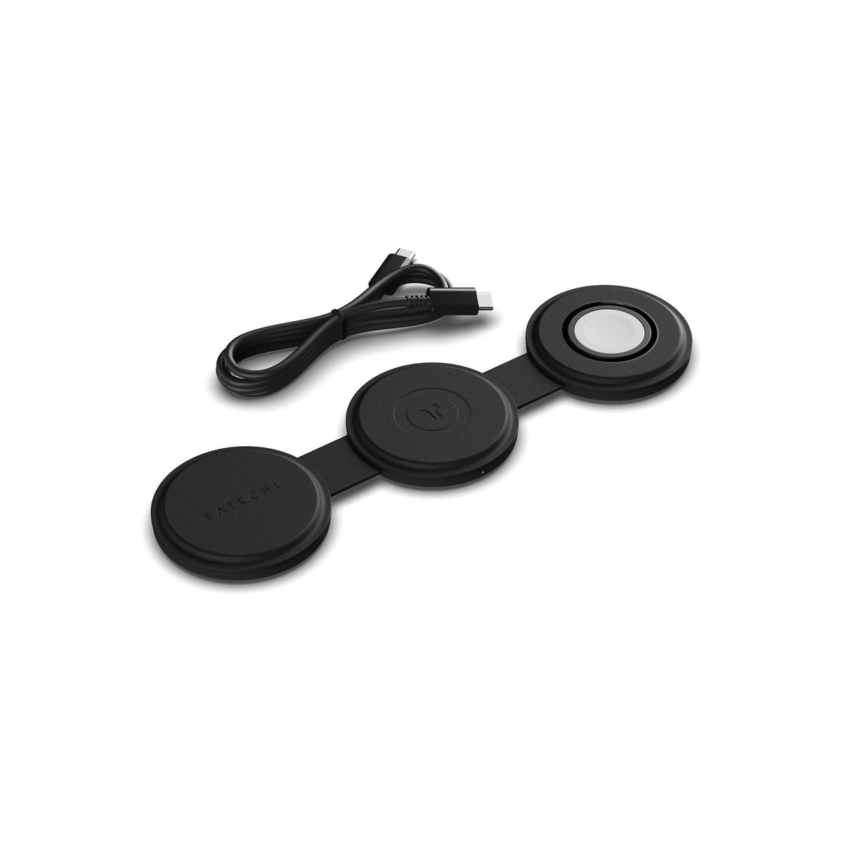 Skládací bezdrátová nabíječka Satechi OntheGo Qi2 3v1 - černá