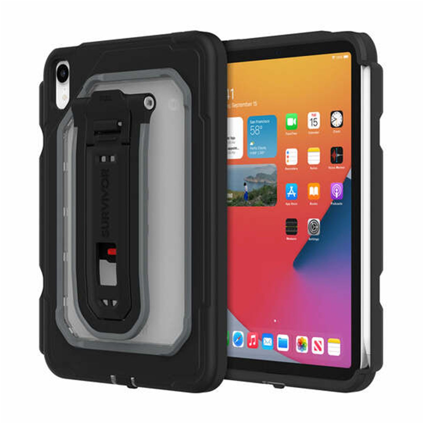 Odolný modulární kryt s poutkem na ruku Griffin Survivor Endurance pro iPad mini 6 - černý
