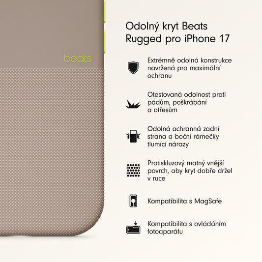 Odolný kryt pro iPhone 17 s Beats MagSafe a ovladačem fotoaparátu - alpsky šedý - bonami.click