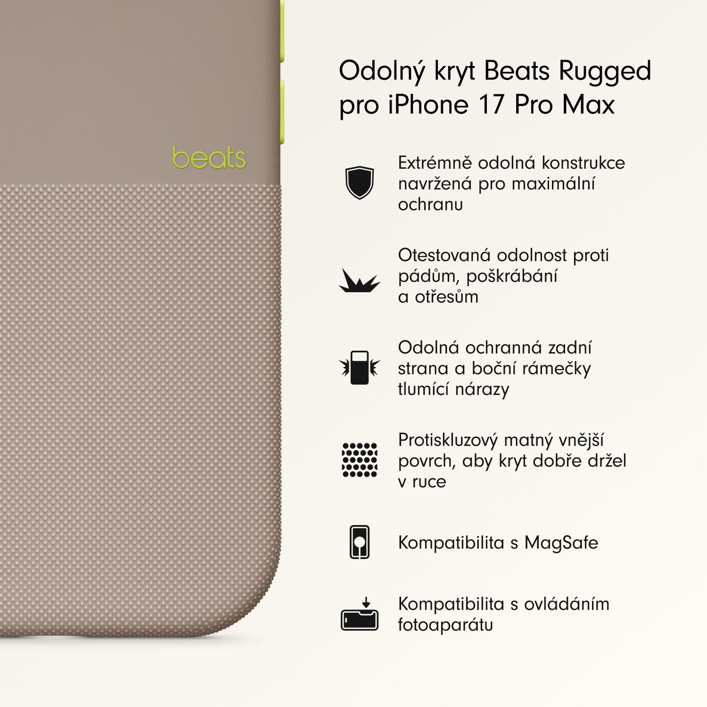 Odolný kryt pro iPhone 17 Pro Max Beats s MagSafe a ovladačem fotoaparátu - alpsky šedý - bonami.click