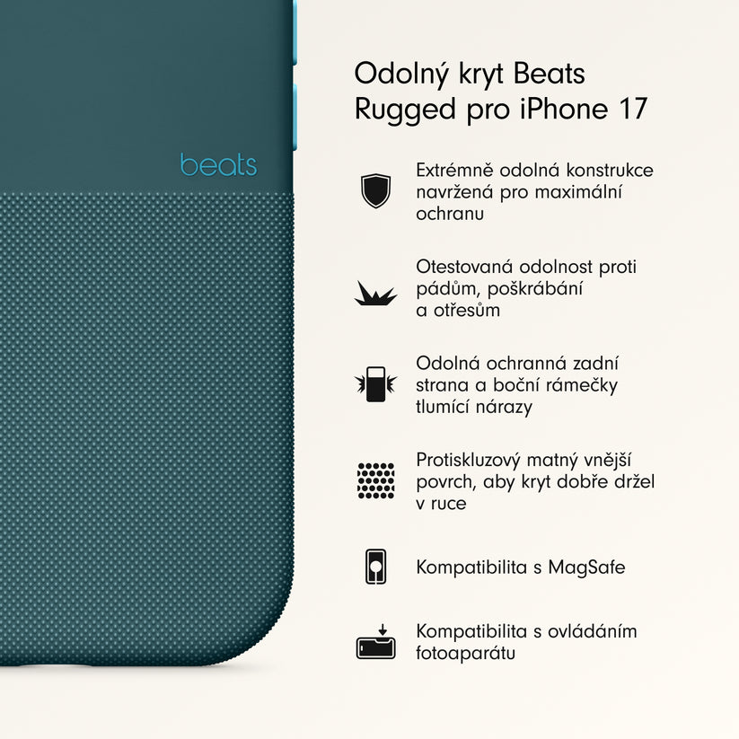 Odolný kryt pro iPhone 17 Beats s MagSafe a ovladačem fotoaparátu - rocky modrý - bonami.click