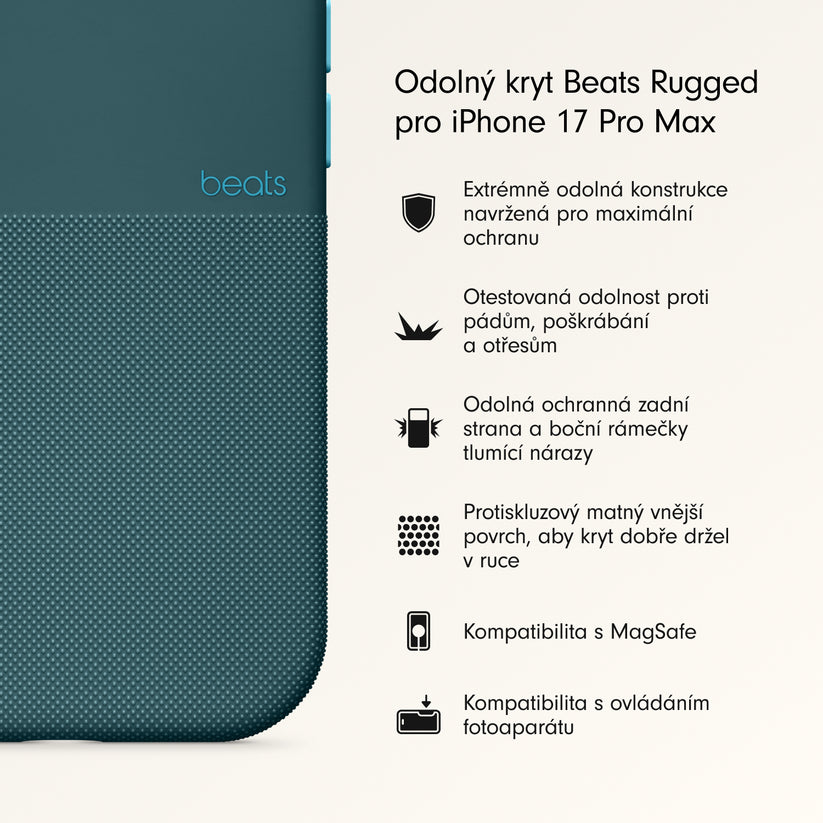 Odolný kryt pro iPhone 17 Pro Max Beats s MagSafe a ovladačem fotoaparátu - rocky modrý - bonami.click