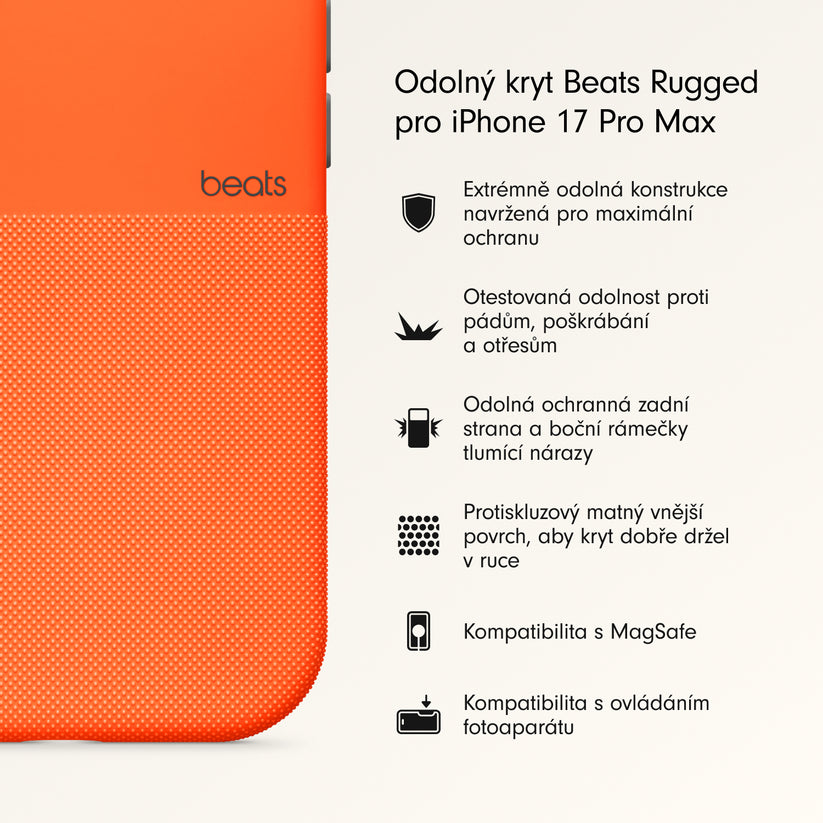 Odolný kryt iPhone 17 Pro Max Beats s MagSafe a ovladačem fotoaparátu - sierra oranžový - bonami.click