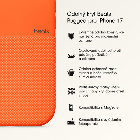 Odolný kryt pro iPhone 17 Beats s MagSafe a ovladačem fotoaparátu - sierra oranžový - bonami.click