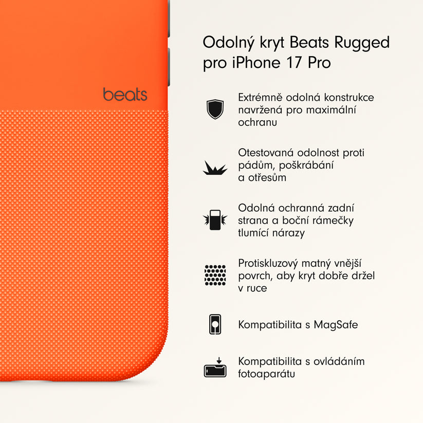 Odolný kryt pro iPhone 17 Pro Beats s MagSafe a ovladačem fotoaparátu - sierra oranžový - bonami.click