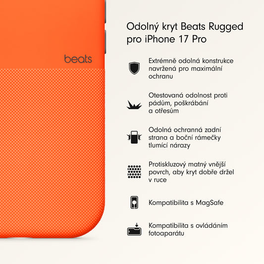 Odolný kryt pro iPhone 17 Pro Beats s MagSafe a ovladačem fotoaparátu - sierra oranžový - bonami.click