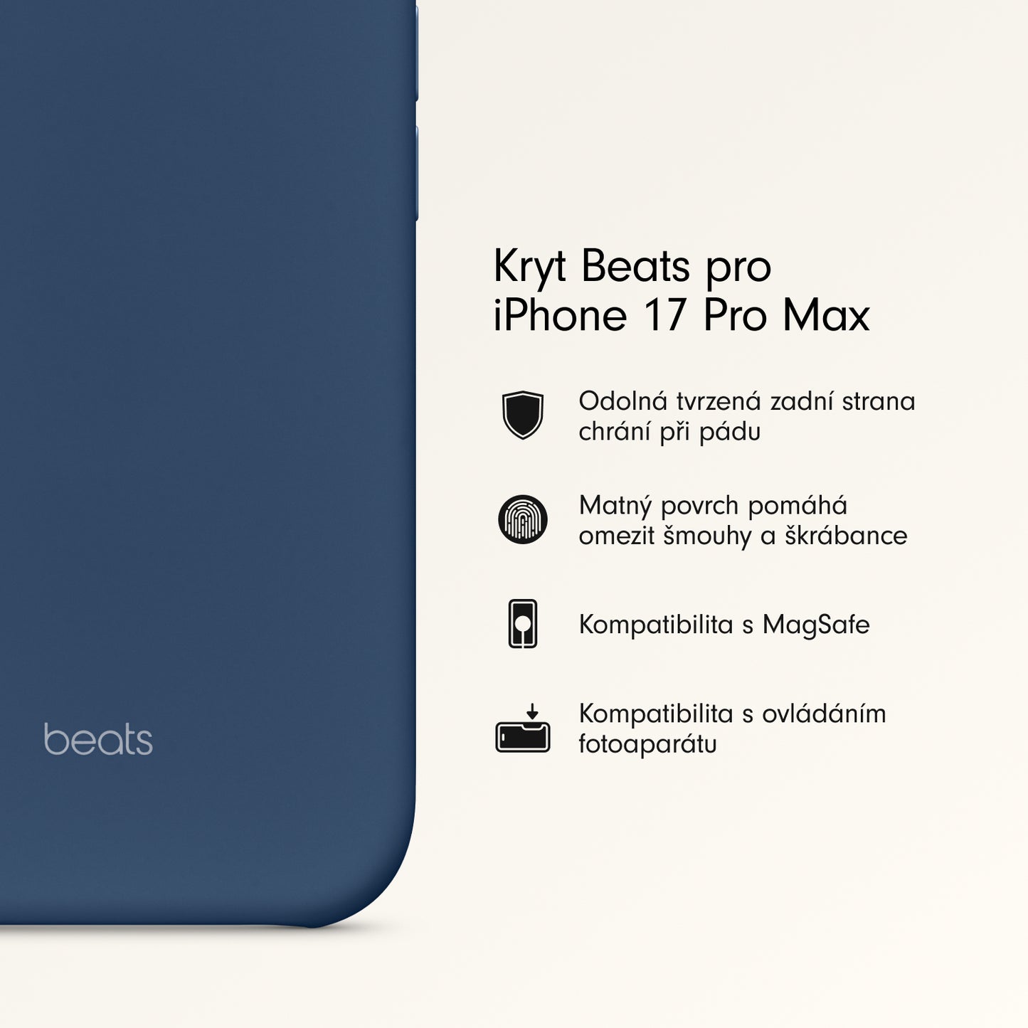 Kryt pro iPhone 17 Pro Max Beats s MagSafe a ovladačem fotoaparátu - hlubinně modrý - bonami.click