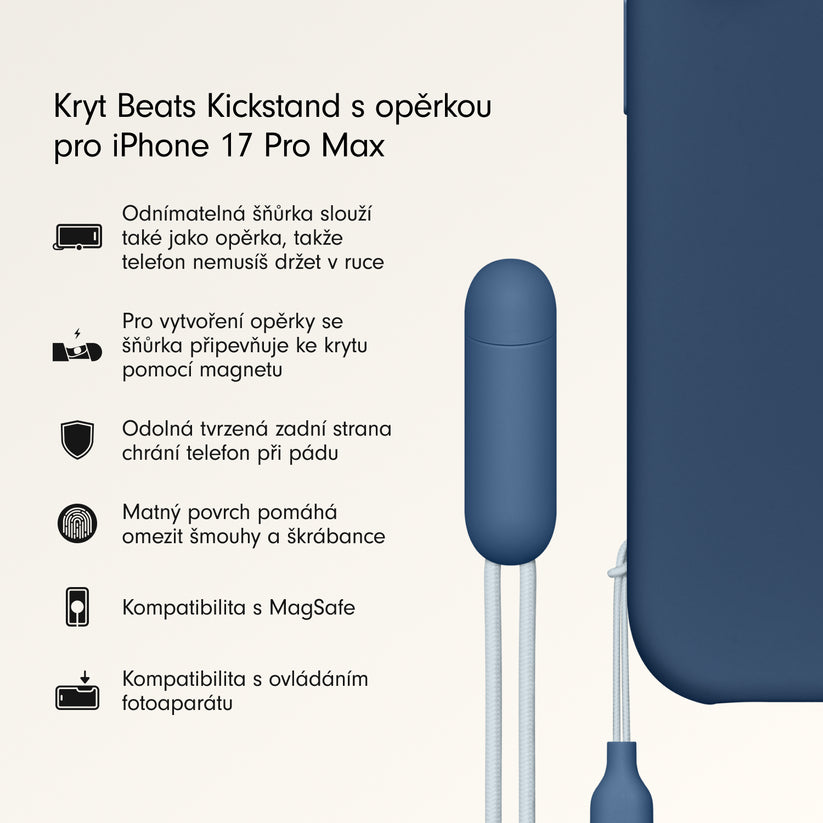 Kryt se stojánkem pro iPhone 17 Pro Max Beats s MagSafe a ovladačem fotoaparátu - hlubinně modrý - bonami.click