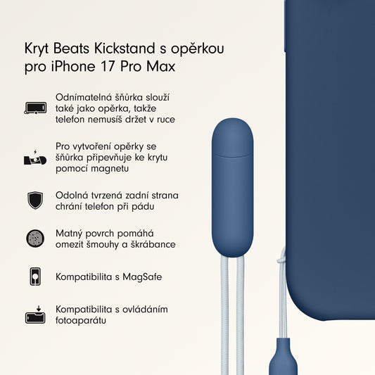 Kryt se stojánkem pro iPhone 17 Pro Max Beats s MagSafe a ovladačem fotoaparátu - hlubinně modrý - bonami.click