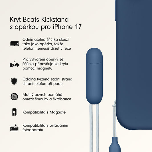 Kryt se stojánkem pro iPhone 17 Beats s MagSafe a ovladačem fotoaparátu - hlubinně modrý - bonami.click
