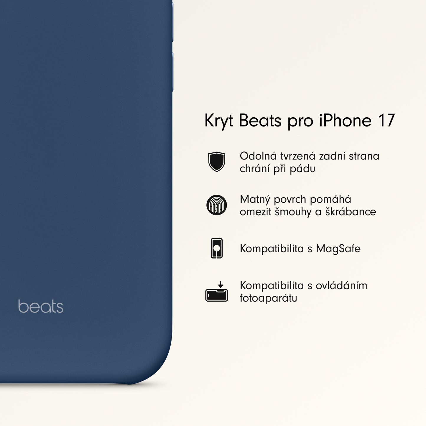 Kryt pro iPhone 17 Beats s MagSafe a ovladačem fotoaparátu - hlubinně modrý - bonami.click