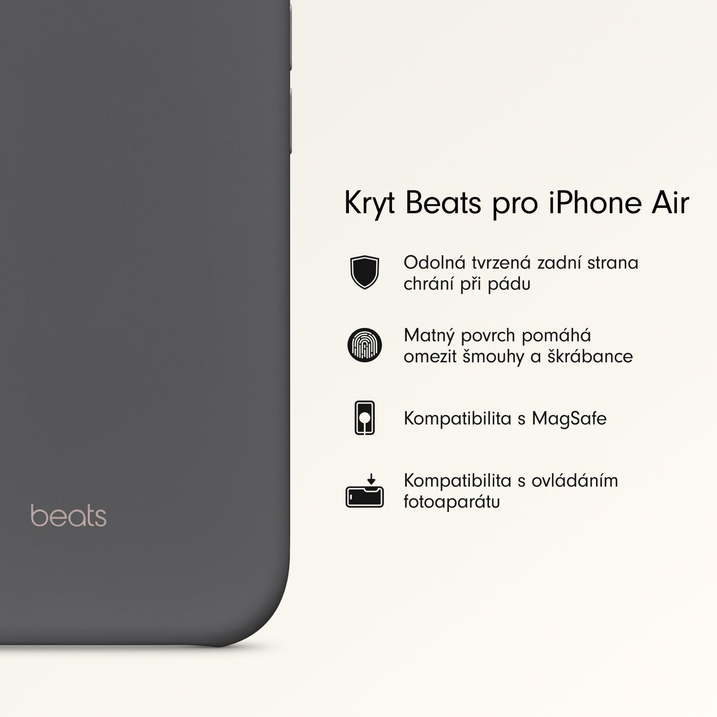 Kryt pro iPhone Air Beats s MagSafe a ovladačem fotoaparátu - granitově šedý - bonami.click