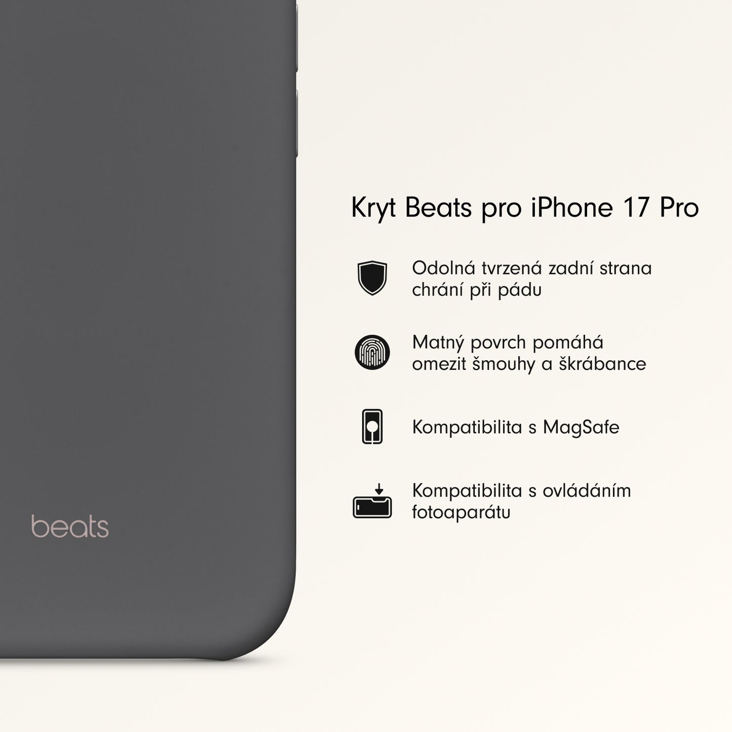 Kryt pro iPhone 17 Pro s MagSafe a ovladačem fotoaparátu - granitově šedý - bonami.click