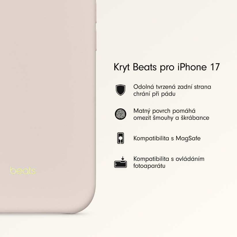 Kryt pro iPhone 17 Beats s MagSafe a ovladačem fotoaparátu - vápencově šedý - bonami.click